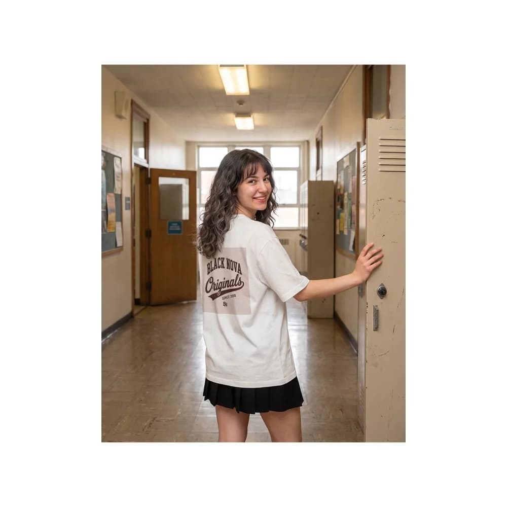 Oversize Baskılı Unisex Tişört The Original beyaz