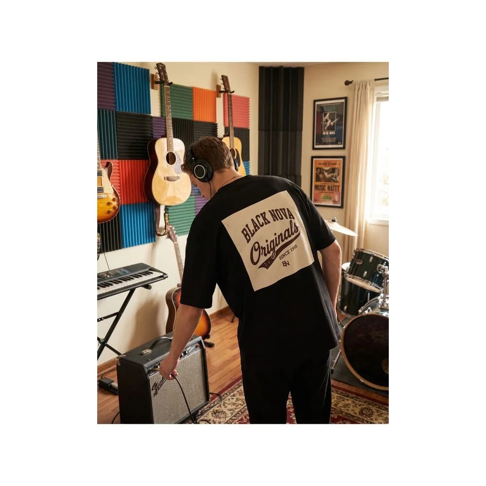 Oversize Baskılı Unisex Tişört The Original Black siyah