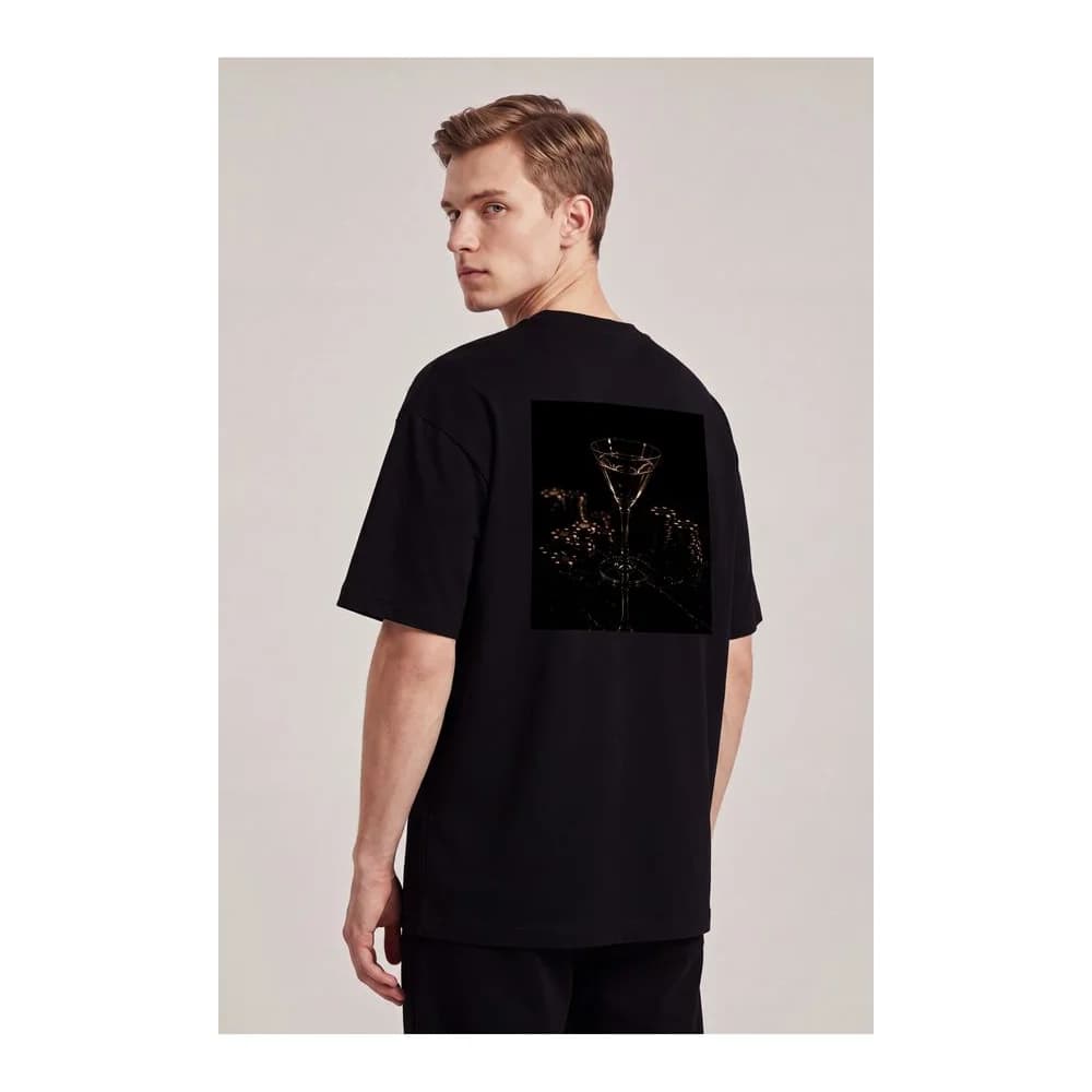 Oversize Baskılı Unisex Tişört Dry Martini Black siyah