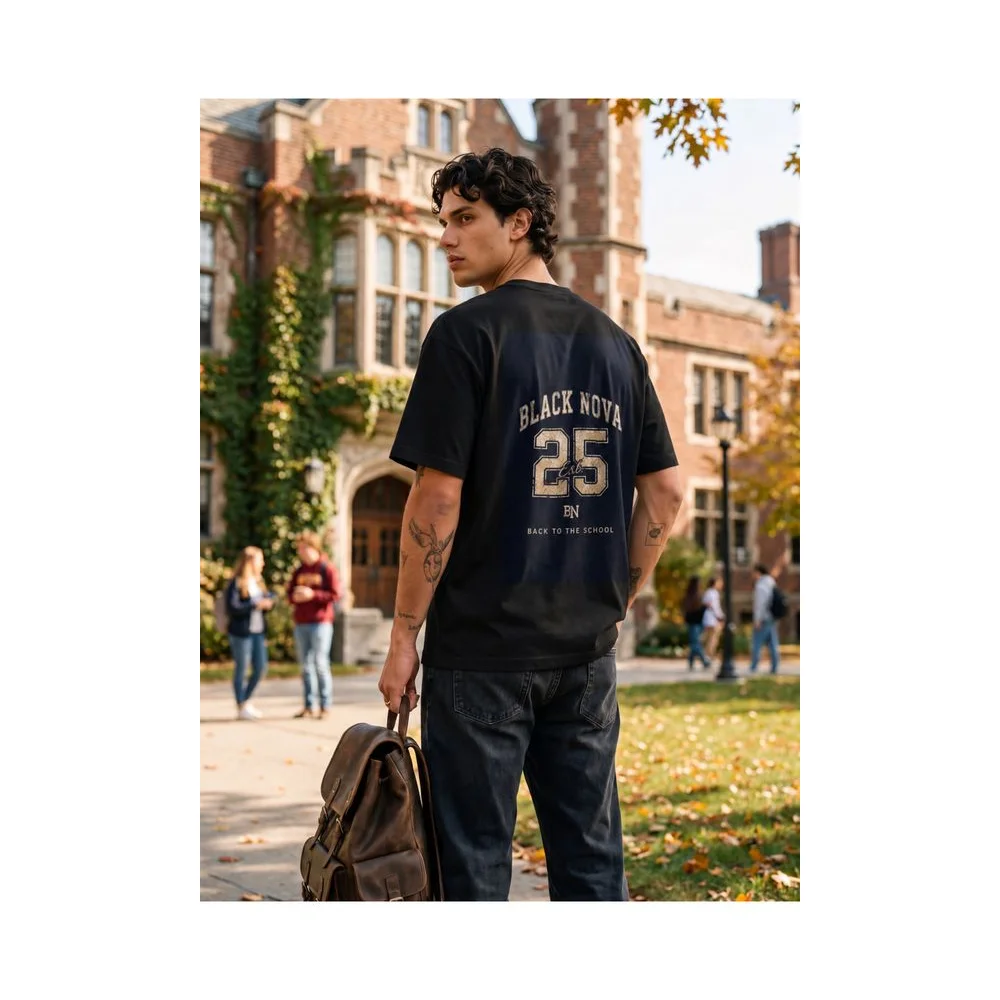 Oversize Baskılı Unisex Tişört Class 25 Black siyah