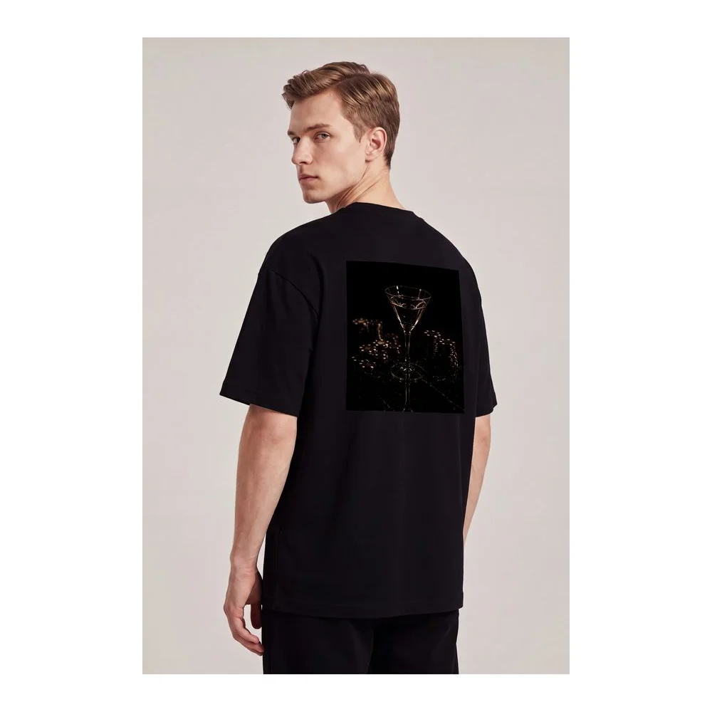 Oversize Baskılı Unisex Tişört Dry Martini Black siyah