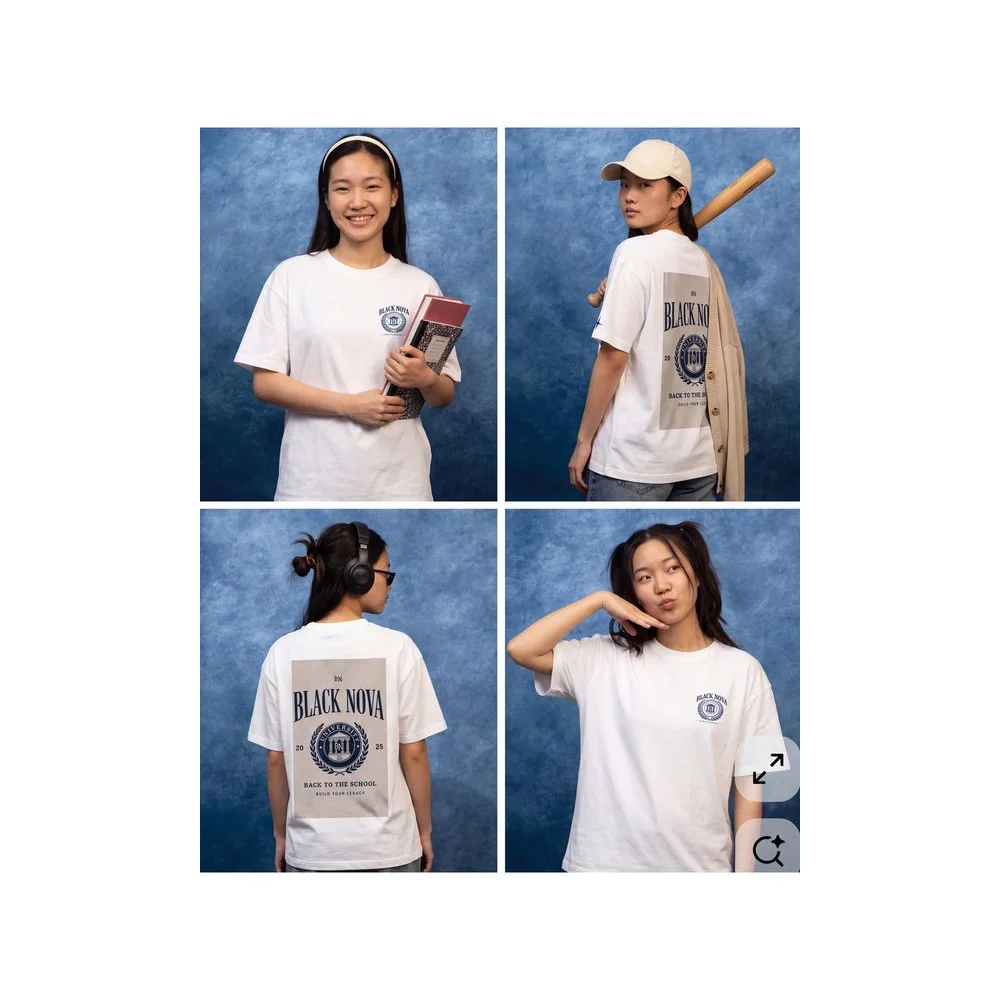 Oversize Baskılı Unisex Tişört The Academy beyaz